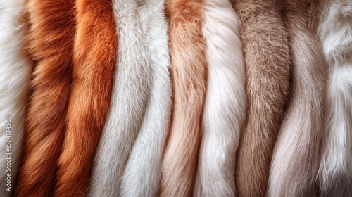 A close up of a bunch of furs on a rack