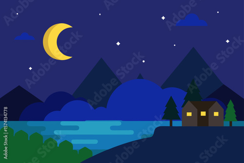 vector illustration of a night landscape