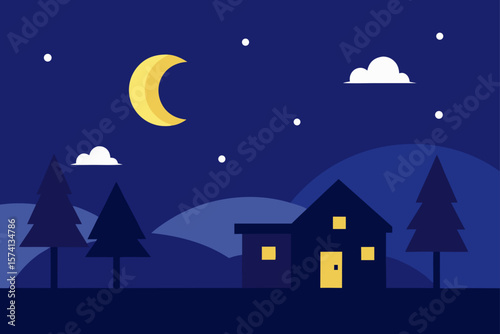vector illustration of a night scene