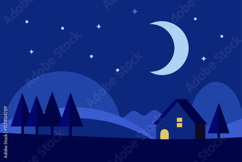 vector illustration of a night scene