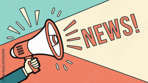 An illustrated hand holding a megaphone, announcing news in a vibrant and eye-catching design.