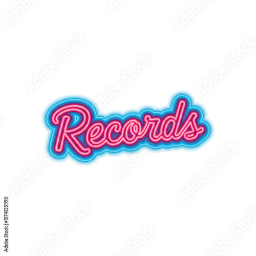 A neon sign displaying the word "Records" in vibrant pink and blue.
