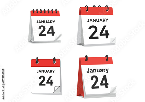 Four calendars display January 24