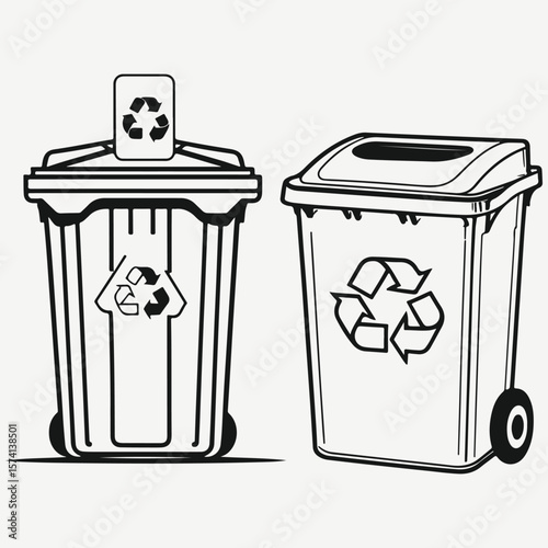 waste bin with recycling sign illustration vector