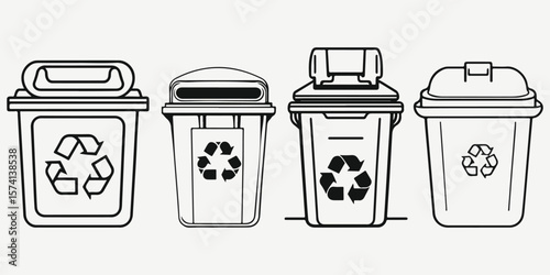 waste bin with recycling sign illustration vector