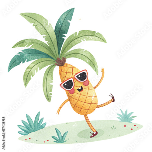 Summer Tree kawaii watercolor Clipart watercolor 
