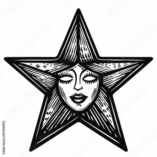 Glamour Star Emblem Illustrating a Hollywood Icon for Emmy Awards, Creative Projects, Event Promotion, and Social Media Campaigns  