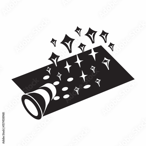 Glitter Confetti from a Party Horn for Emmy Awards, Festive Celebrations, Event Marketing, and Party Planning Content  