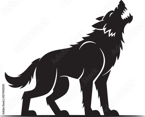 werewolf howling Halloween black silhouette vector, spooky simple silhouette design icon on white background, Halloween clipart illustration