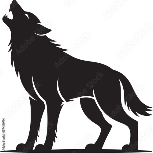 werewolf howling Halloween black silhouette vector, spooky simple silhouette design icon on white background, Halloween clipart illustration
