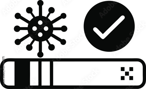 Positive COVID test strip icon with a double line result