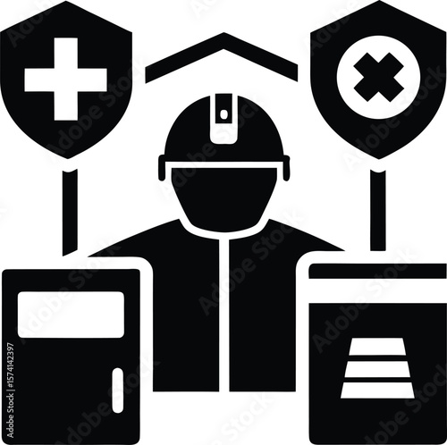 PPE supply and distribution unit with protective gear symbols