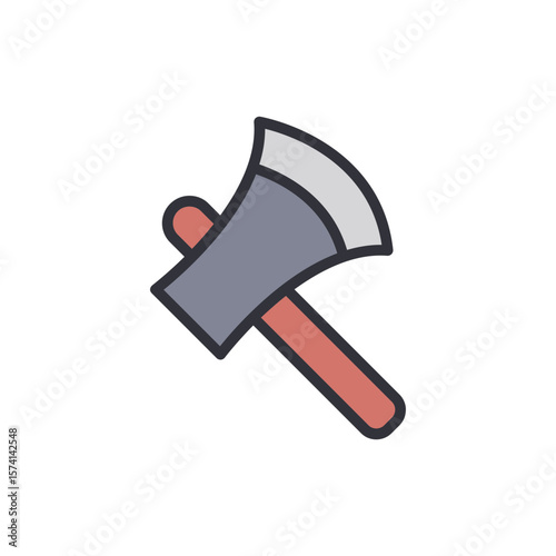 Minimalist Illustration Of A Classic Axe With A Wooden Handle