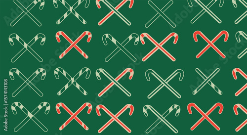 Festive Holiday Candy Canes Crossing Pattern For Christmas Season Celebrations