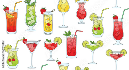Refreshing Summer Cocktails Collection for Beverage Marketing and Design Projects