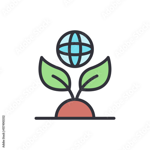 Growing Global Awareness: Earth Sprout Representing Ecological Awakening