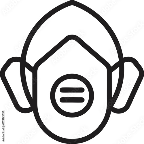 Protective N95 mask icon with a filter valve and elastic bands