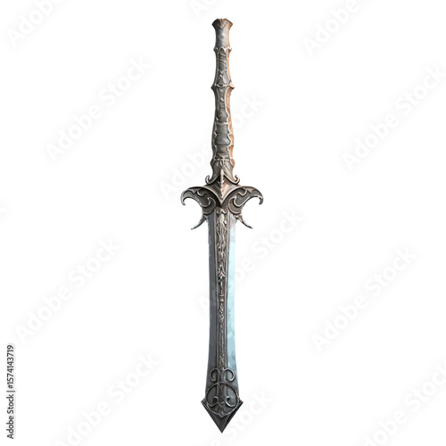 ancient fantasy sword isolated on white