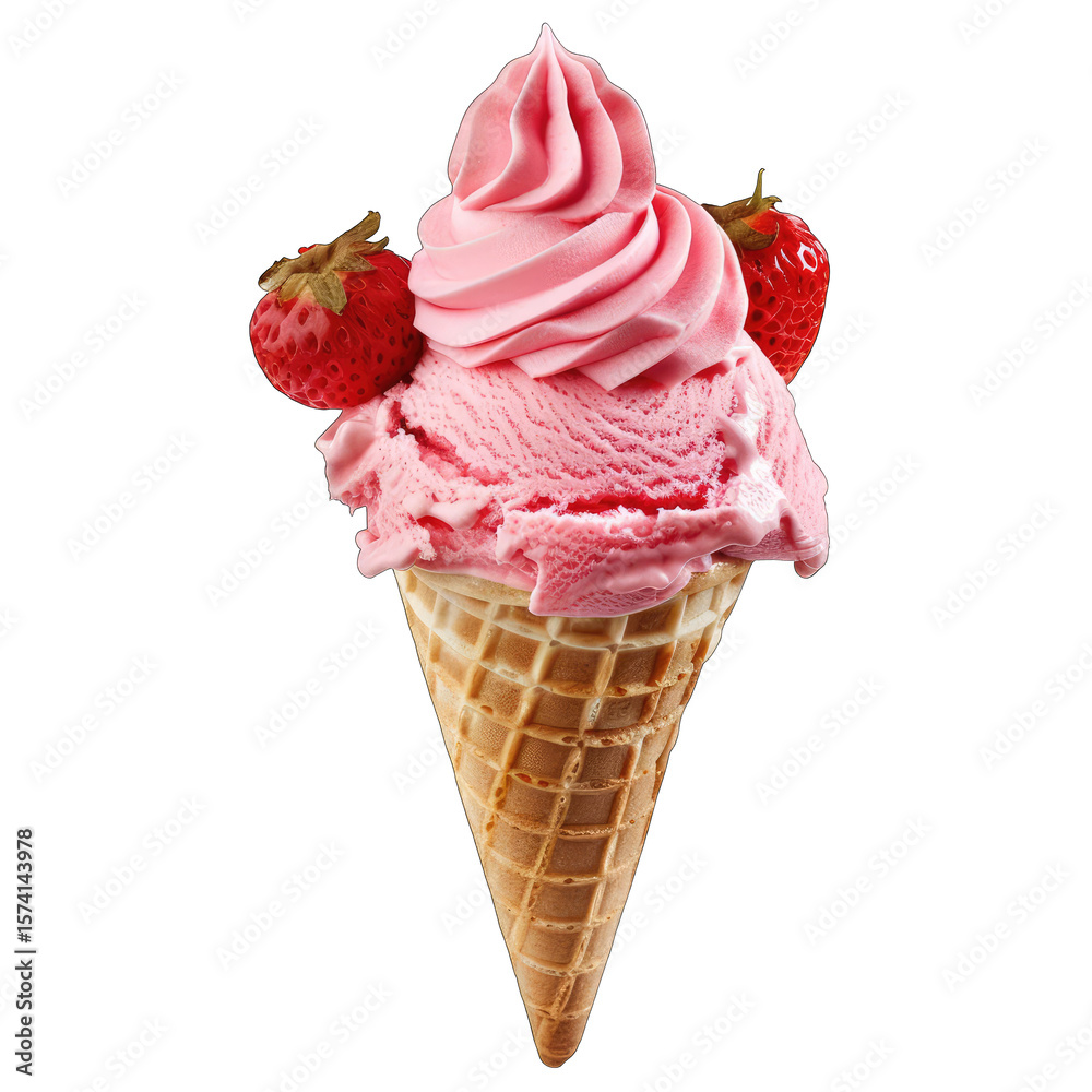 Pink strawberry ice cream cone (4) Pink strawberry ice cream cone (4)