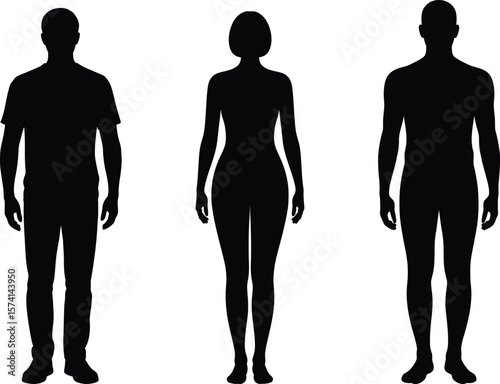 Male and Female Body Silhouettes: Human Figures for Anatomy & Design.