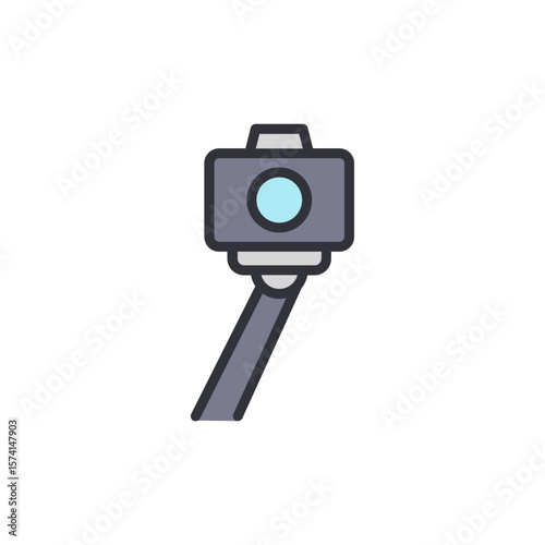 Digital Illustration Of Selfie Stick With Pastel Colors And Rounded Shapes