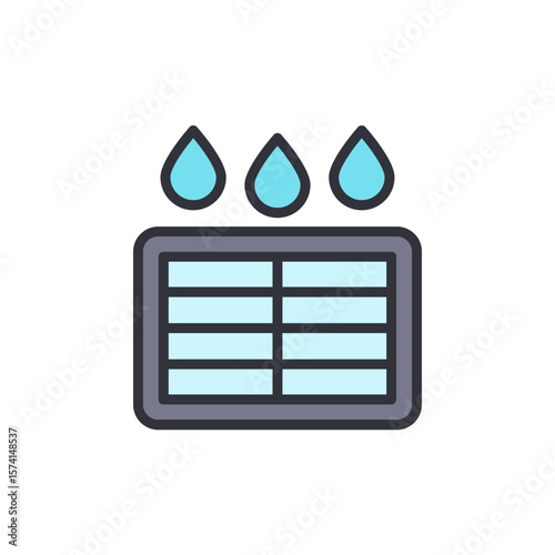 Air Conditioner Cooling System With Water Drops Freshness Concept