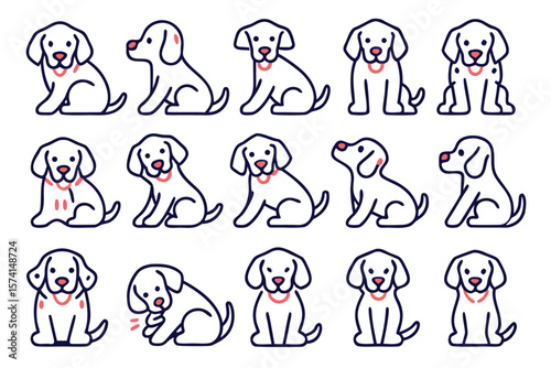 Charming hand drawn canine companions collection featuring adorable puppy illustrations in a whimsical doodle style for various creative projects