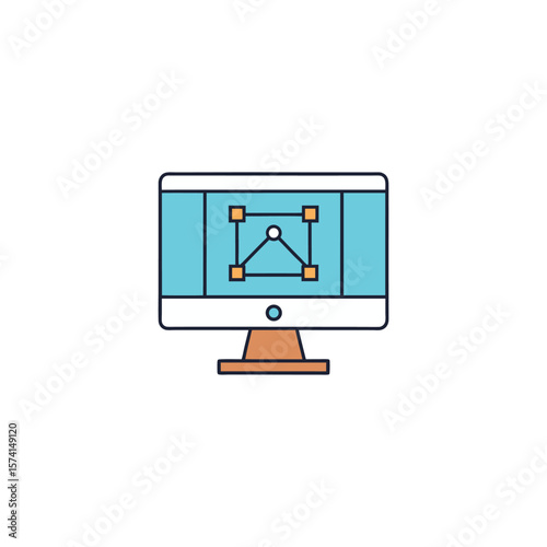 A computer monitor displaying a graphic design interface