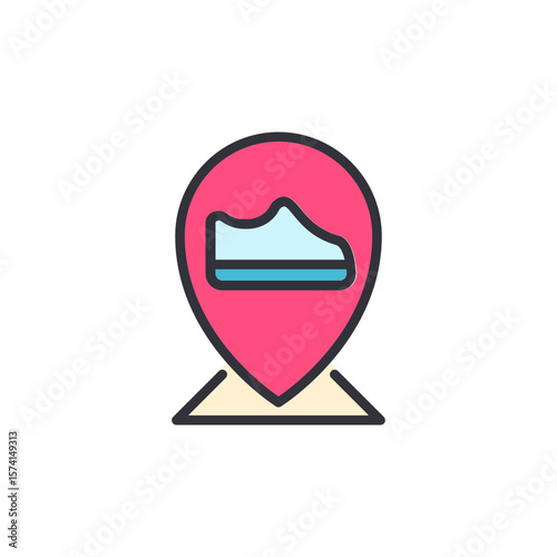 Sneaker Store Location Icon For Athletic Footwear And Retail