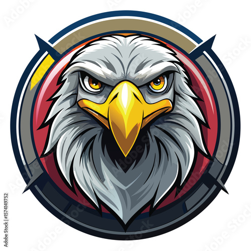 Fierce eagle emblem with sharp features bird wildlife