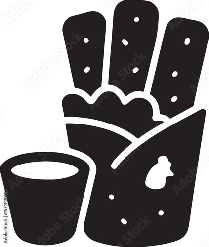 Silhouette vector of mozzarella sticks icon, ideal for appetizer, snack, and fast food branding. EPS file.