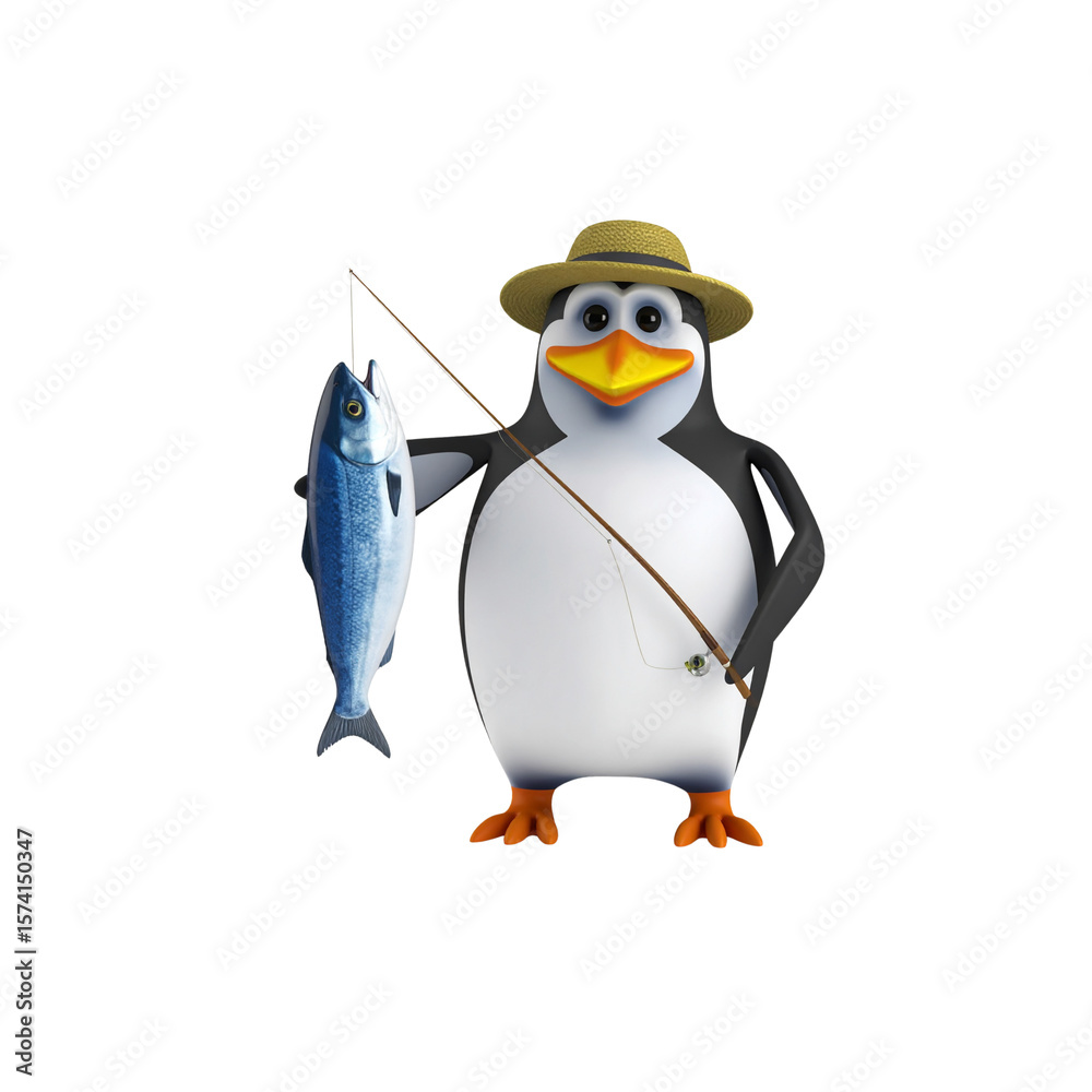 Obraz premium Funny 3D cartoon penguins, some in glasses or winter clothes, are cute character illustrations with silly concepts