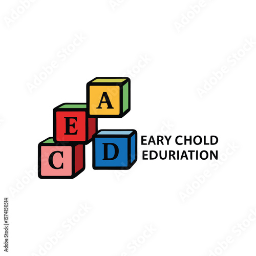 Alphabet blocks spelling education isolated on white background