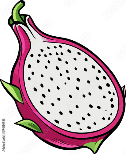 Dragon Fruits Vector Illustration – Exotic Tropical Fruit Clipart Design