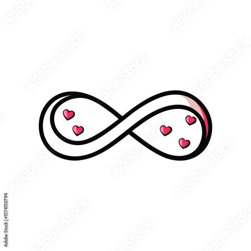 Infinity symbol with hearts, representing endless love and passion
