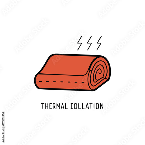 Rolled thermal insulation material isolated on white background