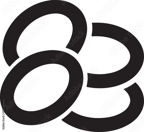 Silhouette vector of onion rings icon, perfect for fast food menus, snack designs, and fried appetizer themes. EPS file.