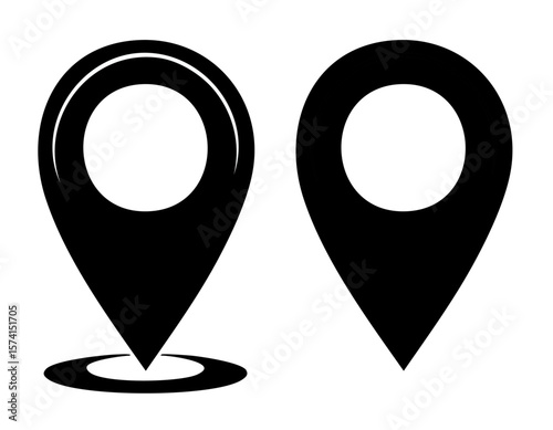 Black Silhouette of Map Marker Icons Including Classic Location Pins, Flat Vector Set for Navigation, GPS, and Travel Design Elements on White Background