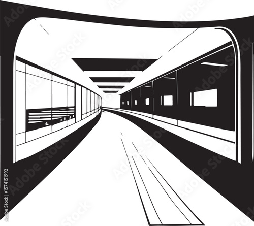 High-speed metro train in motion through an urban underground station