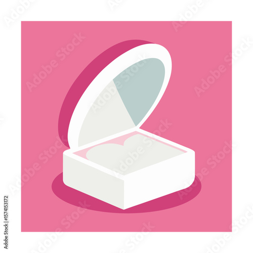 Heart Themed White Jewelry Box Open and Empty
