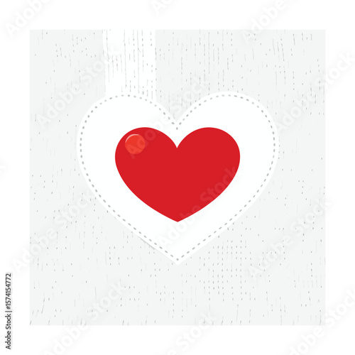Red Heart Brooch Placed on White Knit Fabric