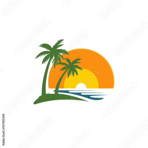Summer Beach Vector Icon, Logo