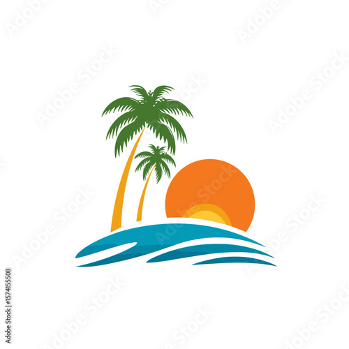 Summer Beach Vector Icon, Logo