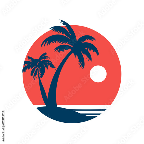 Summer Beach Vector Icon, Logo
