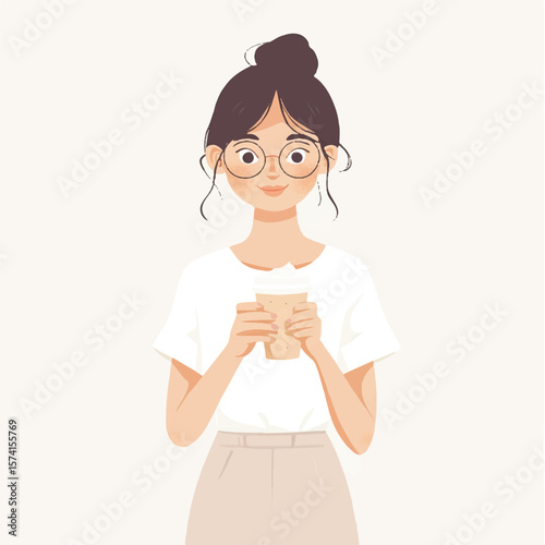 a girl holding a glass of iced latte