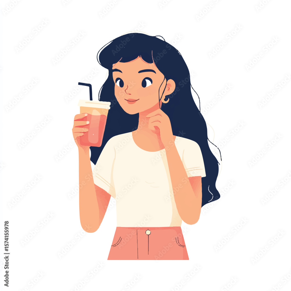 a girl holding smoothie with straw a girl holding smoothie with straw