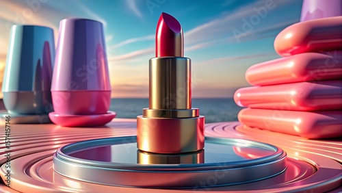 Stunning Lipstick Product Photography: Vibrant Sunset Scene 3D icon high quality resolution