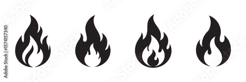 Fire icon vector isolated on white background. Fire flame icon template. Fire flames symbol icon vector