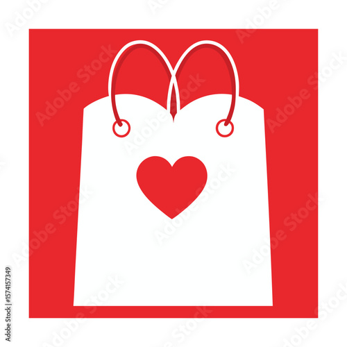 White Gift Bag with Heart Shaped Handles