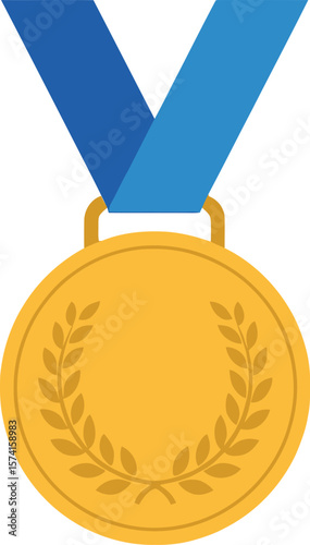 Gold Medal with Blue Ribbon: Symbol of Victory, Achievement, and Championship.